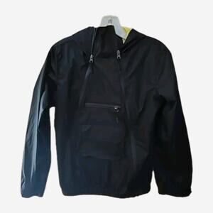 Wantdo Black Asymmetrical Zip Lightweight Lined Hooded Jacket Kids Size 10/12‎